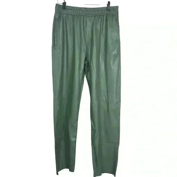 Zara Olive Green Faux Leather Pant with Drawstring | Women's Size Small - Picture 1 of 5